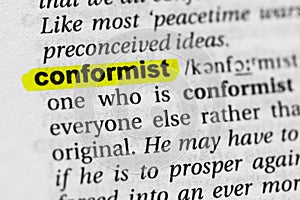 Highlighted word conformist concept and meaning