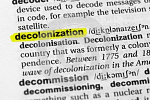 Highlighted word decolonization concept and meaning