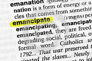 Highlighted word emancipate concept and meaning