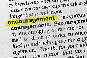 Highlighted word encouragement concept and meaning