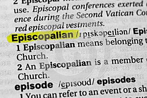 Highlighted word episcopalian concept and meaning