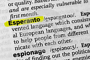 Highlighted word esperanto concept and meaning photo