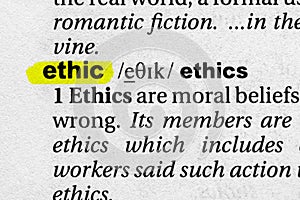 Highlighted word ethic concept and meaning