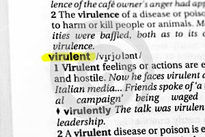 Highlighted word virulent concept and meaning