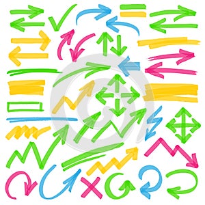 Highlighter Arrows and Marking Design Elements photo