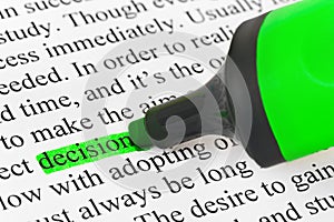 Highlighter and word decision