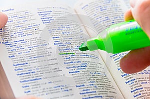 Highlighting the Handicap word on a dictionary