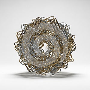 Highlighting the texture and metallic sheen of the paperclips