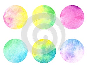 Highlights covers set isolated on white. Watercolor colorful texture. Design templates icons for social media stories