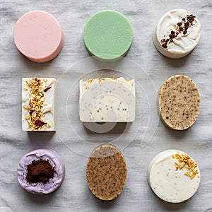 Highlights diverse soap-making techniques and ingredient combina