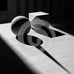 Highlights the interplay of geometry and illumination in a minimalist