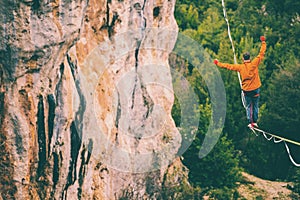 Highline in the mountains photo