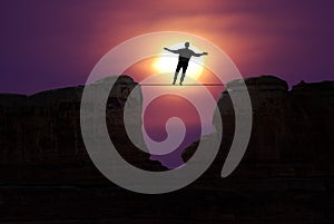 Highline walker concept of risk taking and challenge