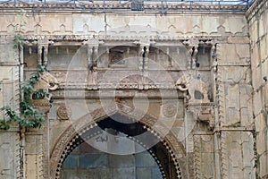 Highly decorated carvings of the Raniji ki Baoli step well