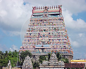 Highly decorated gate to a Hindu temple