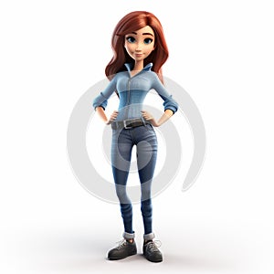 Highly Detailed 3d Animated Red Haired Woman In Jeans