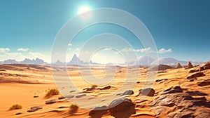 Highly Detailed 3D Desert Landscape with Sun-Soaked Colors and Polished Surfaces