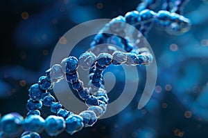 Highly detailed 3d dna double helix structure on dark blue background