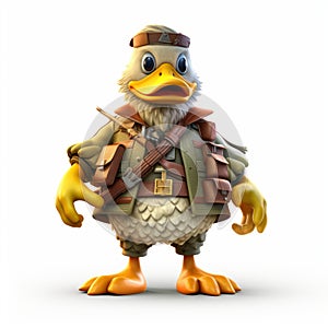 Highly Detailed 3d Duck In Military Uniform - Salvagepunk Transportcore