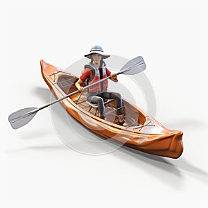 Highly Detailed 3d Illustration Of A Woman Canoeing