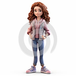 Highly Detailed 3d Render Cartoon Of Alyssa As A Youthful Adult