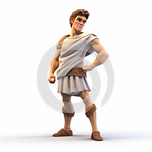 Highly Detailed 3d Render Cartoon Of Greek Boy David As An Adult