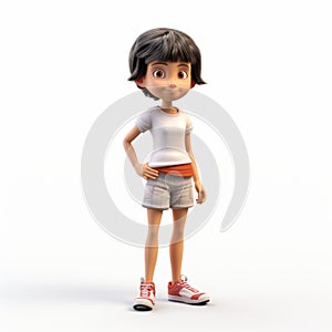 Highly Detailed 3d Render Of Fiona: Animated Girl In White Shorts