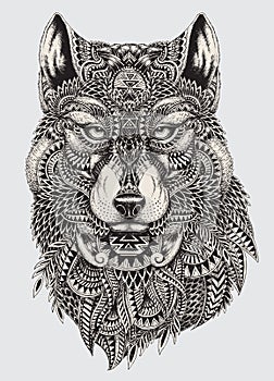 Highly detailed abstract wolf illustration