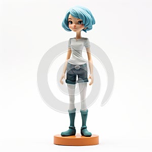 Highly Detailed Anime Figure With Blue Hair - Limited Color Range