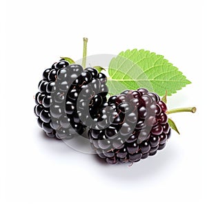 Highly Detailed Blackberries On White Background