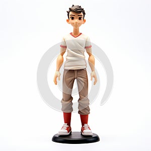 Highly Detailed Cartoon Character Figurine With Brown Pants And White Shirt