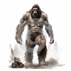 Highly Detailed Concept Art Of A Powerful Sasquatch In Norwegian Nature