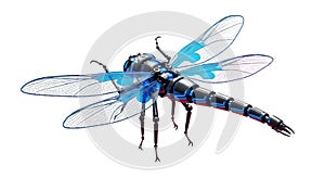Futuristic Robotic Dragonfly with Blue Neon Accents