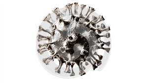 A highly detailed 3D rendering of the Covid-19 virus, showcasing its spherical structure with intricate protein spikes. Generative photo