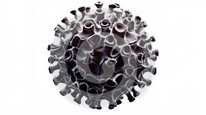 A highly detailed 3D rendering of the Covid-19 virus, showcasing its spherical structure with intricate protein spikes. Generative photo