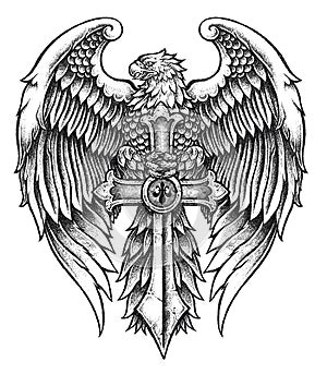 Alto detallado águila espada 
