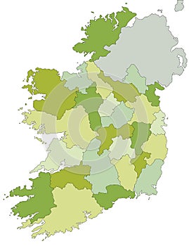 Highly detailed editable political map with separated layers. Ireland.