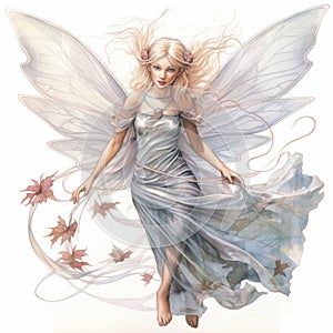 Highly Detailed Fairy Illustration In Soft Pastel Tones