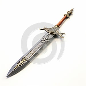 Highly Detailed Fantasy Zweihander Sword On White Background