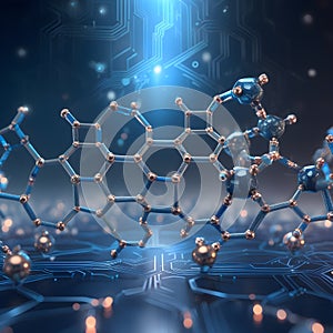3d illusrtation of graphene molecules. Nanotechnology background illustration.3d illusrtation of graphene molecules. Nanotechnolog photo