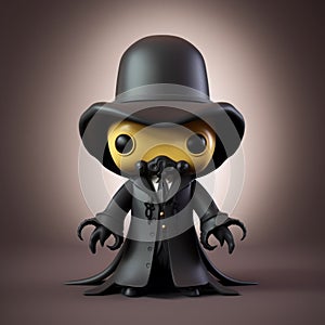 Highly Detailed Ghostcore Pop Figurine Of A Slender Man Wearing A Hat