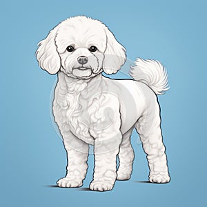 Highly Detailed Illustration Of A Curly-haired White Bichon Frise Dog photo