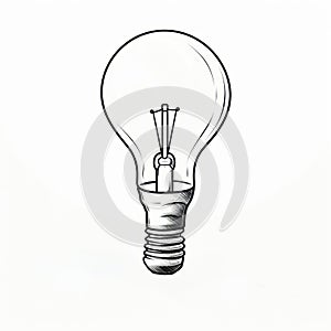 Highly Detailed Illustration Of A Light Bulb With Contoured Shading
