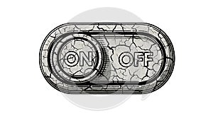 Vintage gray ON OFF button vector graphic