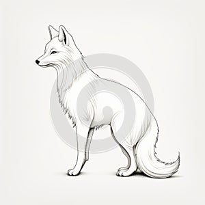 Highly Detailed Illustration Of A White Fox In Caninecore Style