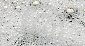 Macro view of intricate white soapy bubble texture
