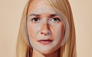 Highly detailed image of a young female with perfect skin