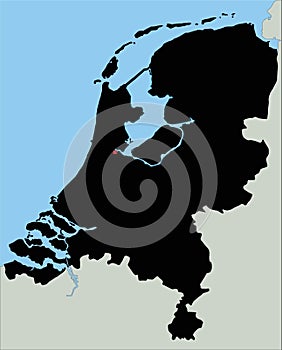 Highly Detailed Netherlands Silhouette map.