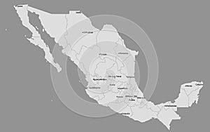 Highly Detailed Political Mexico Map, Main Cities