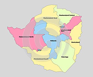 Highly detailed political Zimbabwe Map